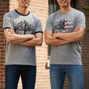 Lot of 2 Timberland Grey Short-Sleeve Tees